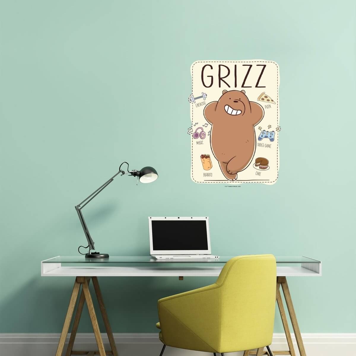 Kismet Decals Home & Room Decor We Bare Bears Grizzly's Favorites Wall decal sticker - officially licensed - latex printed with no solvent odor - Kismet Decals