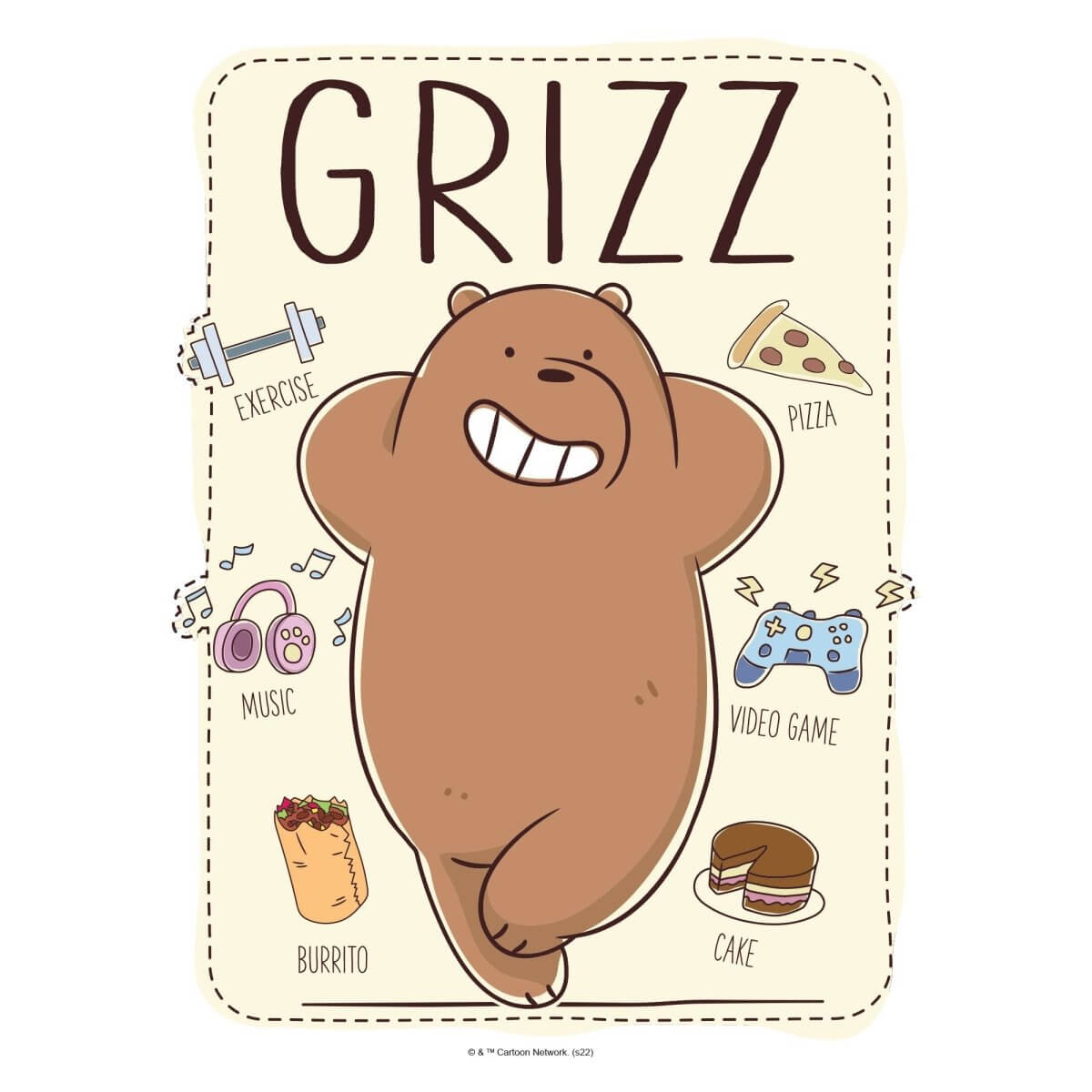 Kismet Decals Home & Room Decor We Bare Bears Grizzly's Favorites Wall decal sticker - officially licensed - latex printed with no solvent odor - Kismet Decals
