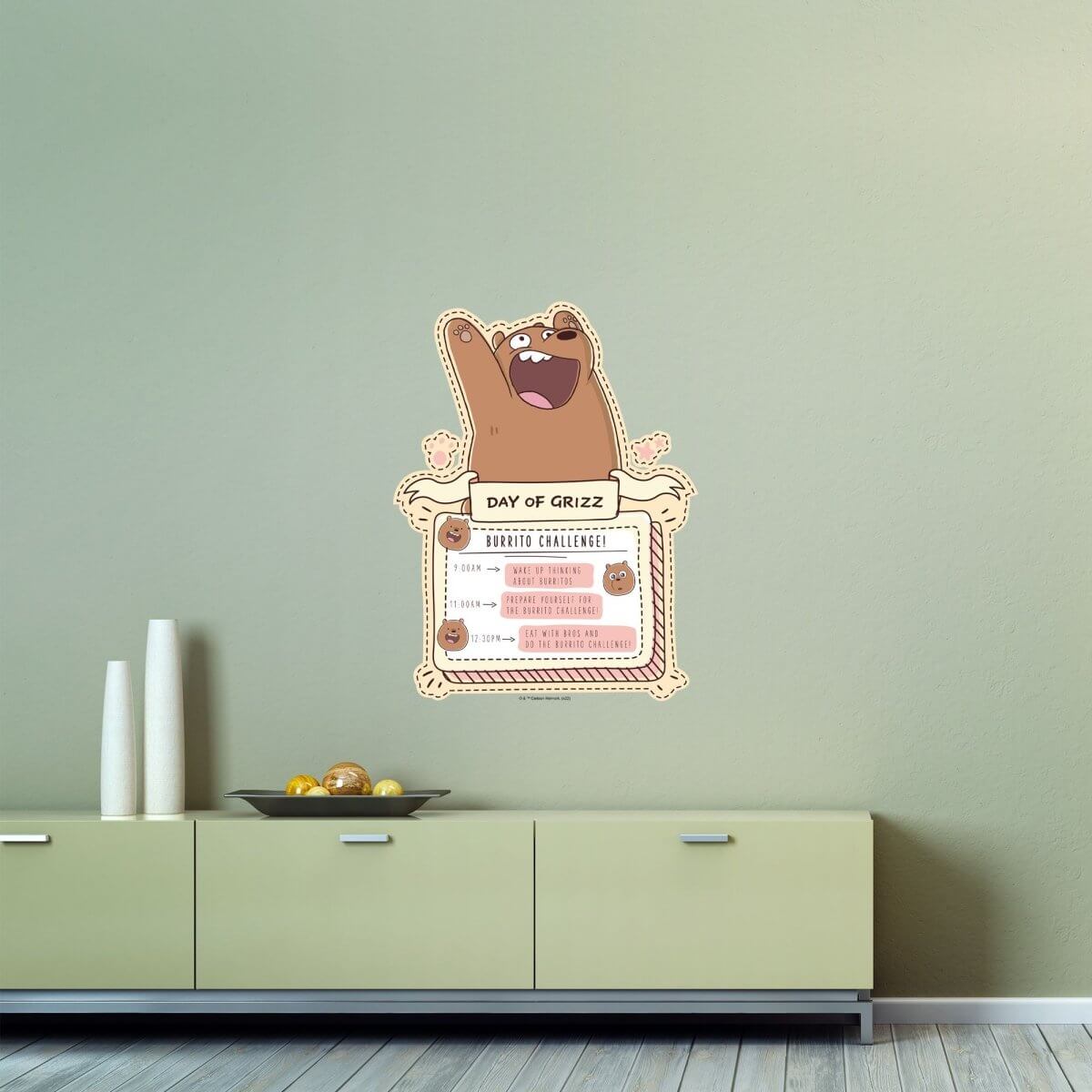 Kismet Decals Home & Room Decor We Bare Bears Grizz's Day Wall decal sticker - officially licensed - latex printed with no solvent odor - Kismet Decals