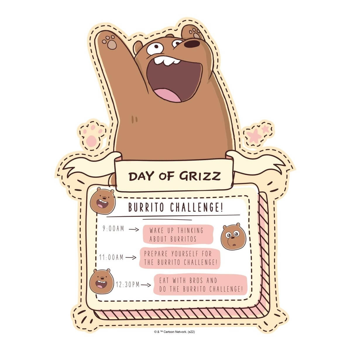 Kismet Decals Home & Room Decor We Bare Bears Grizz's Day Wall decal sticker - officially licensed - latex printed with no solvent odor - Kismet Decals
