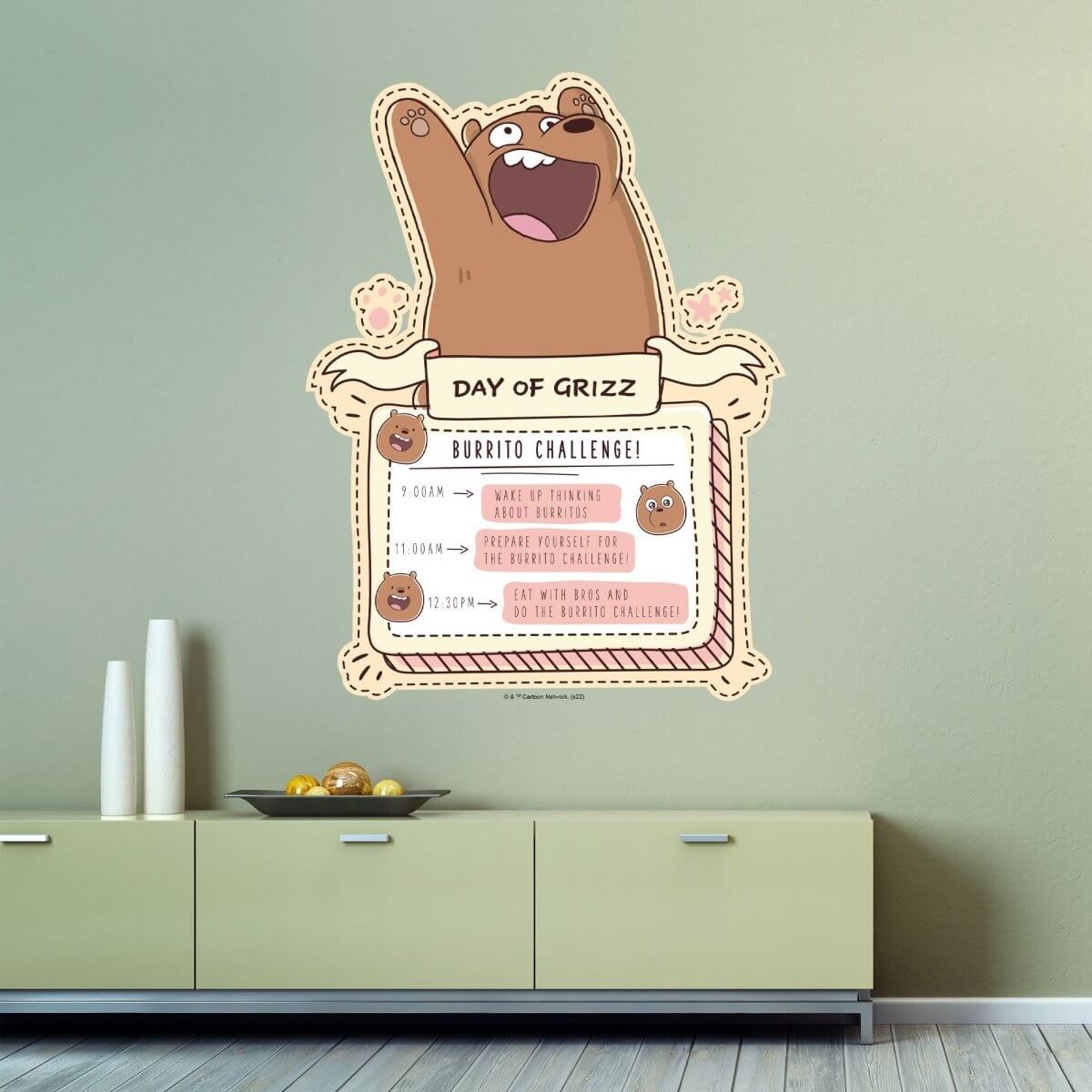 Kismet Decals Home & Room Decor We Bare Bears Grizz's Day Wall decal sticker - officially licensed - latex printed with no solvent odor - Kismet Decals