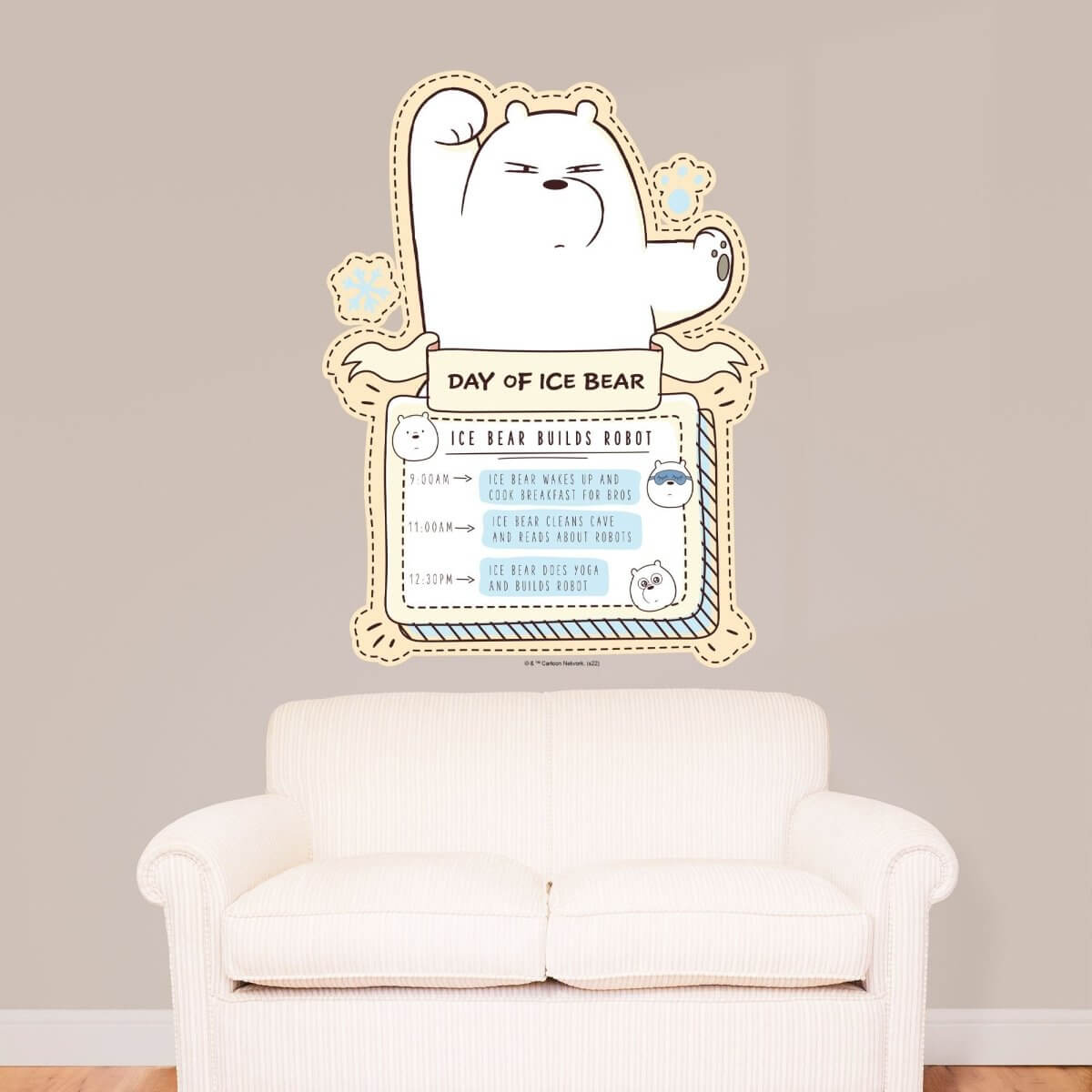 Kismet Decals Home & Room Decor We Bare Bears Ice Bear's Day Wall decal sticker - officially licensed - latex printed with no solvent odor - Kismet Decals