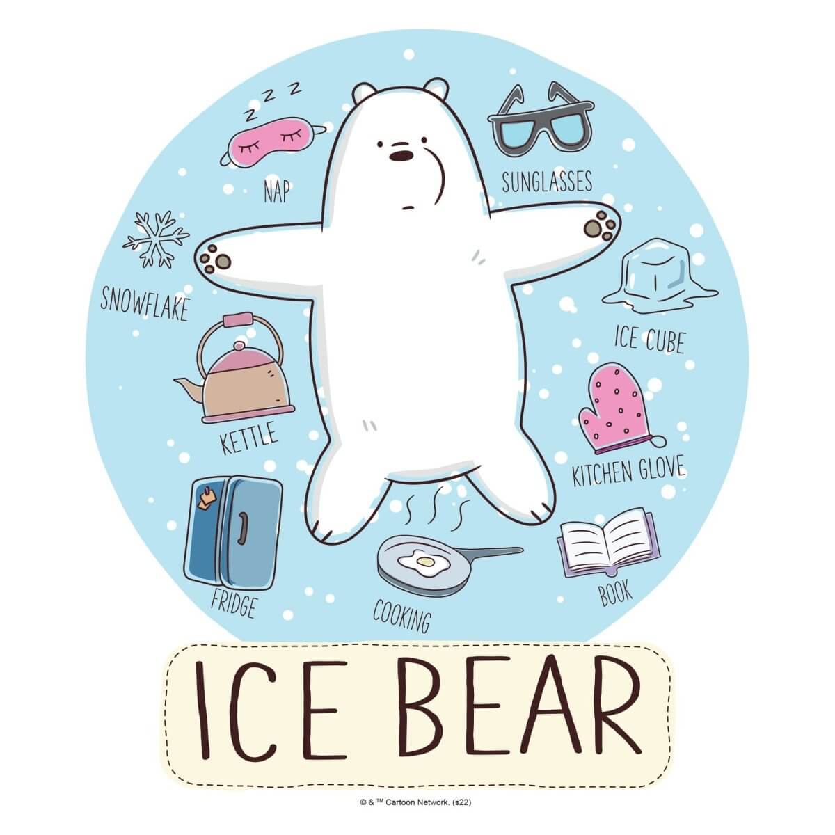 Kismet Decals Home & Room Decor We Bare Bears Ice Bear's Favorites Wall decal sticker - officially licensed - latex printed with no solvent odor - Kismet Decals