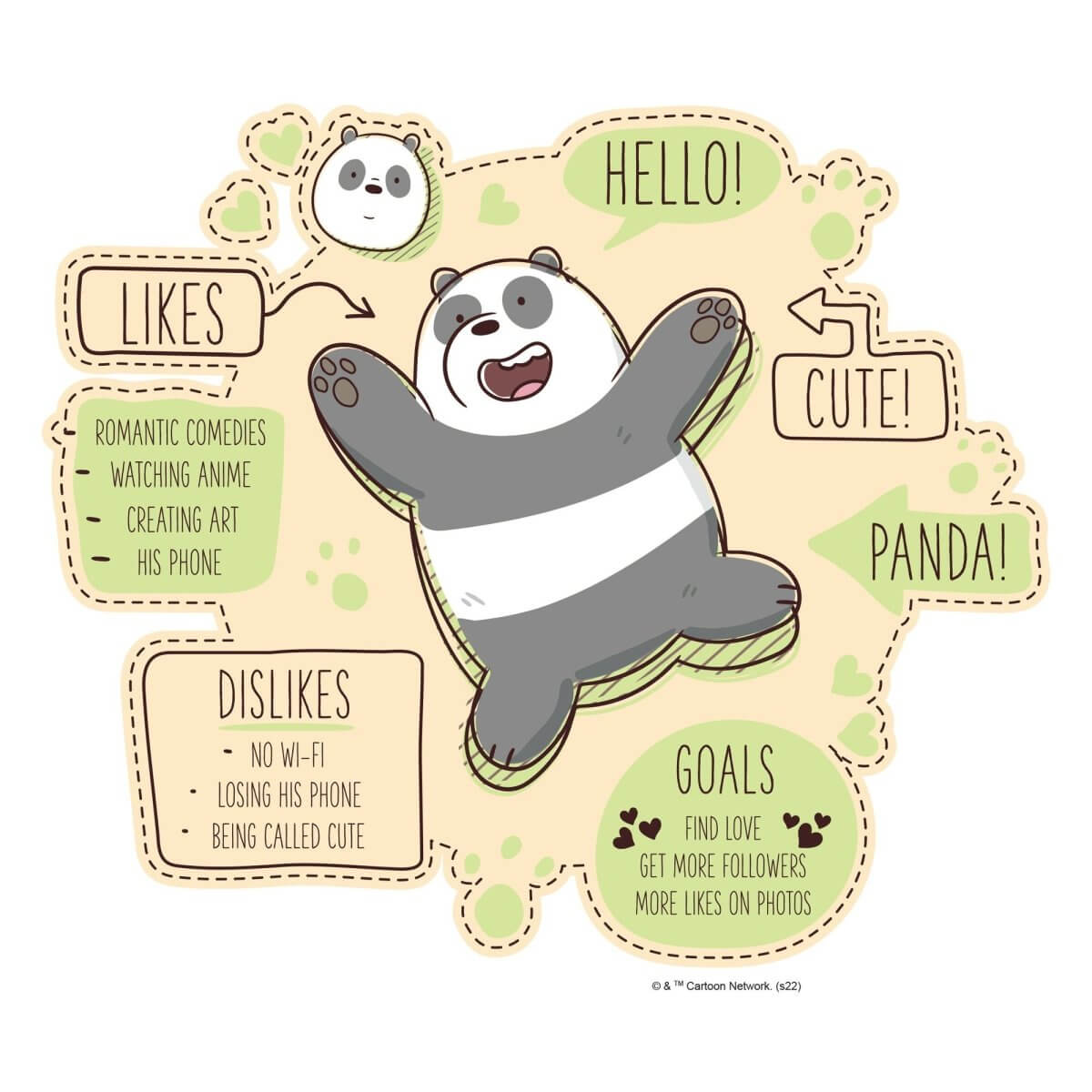 Kismet Decals Home & Room Decor We Bare Bears Panda 101 Wall decal sticker - officially licensed - latex printed with no solvent odor - Kismet Decals