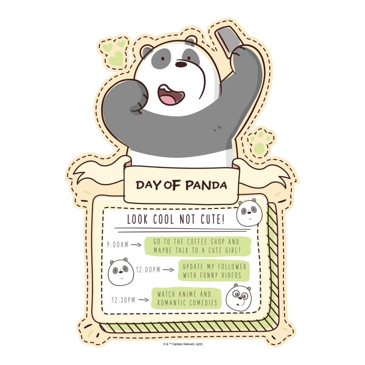Kismet Decals Home & Room Decor We Bare Bears Panda's Day Wall decal sticker - officially licensed - latex printed with no solvent odor - Kismet Decals
