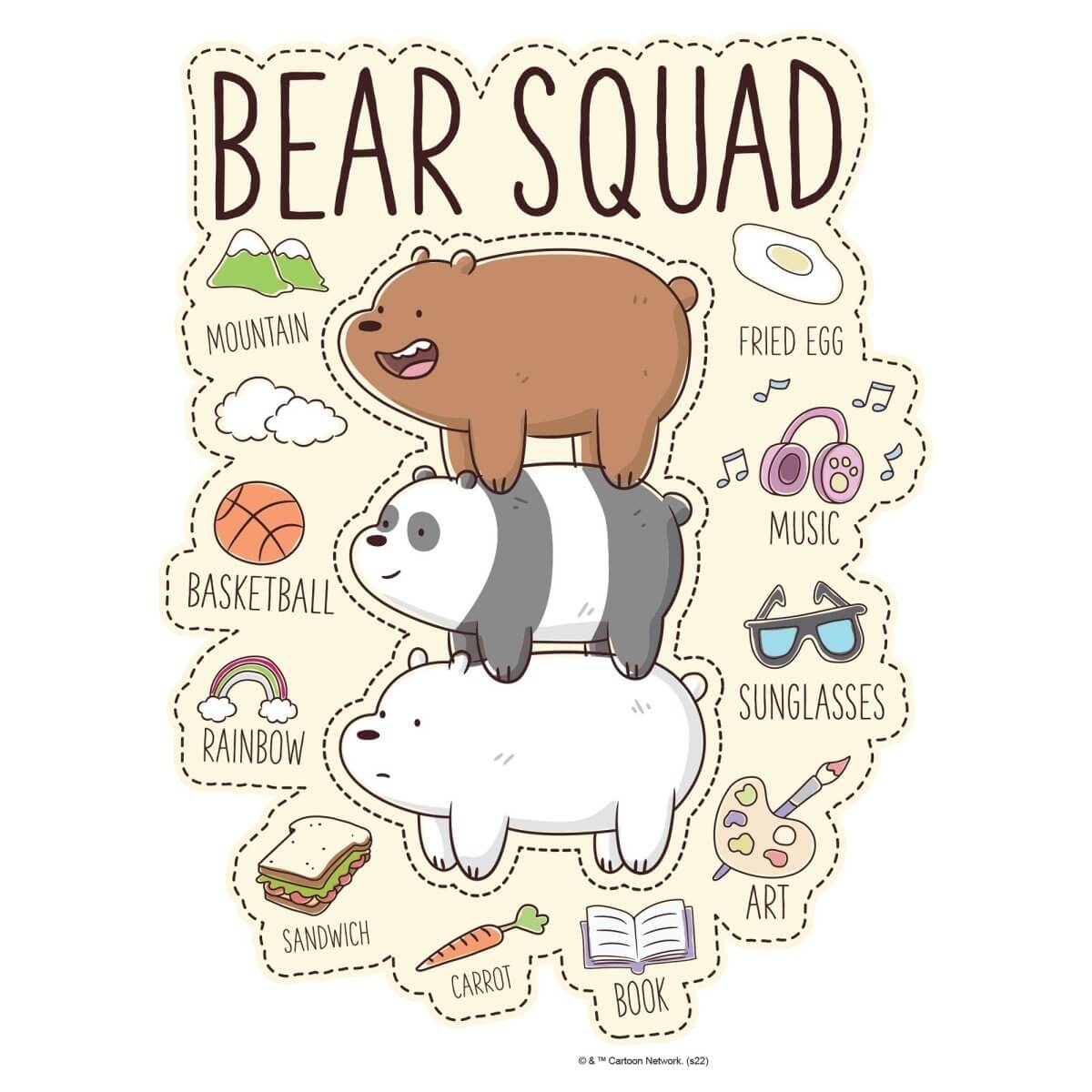 Kismet Decals Home & Room Decor We Bare Bears Squad Hobbies Wall decal sticker - officially licensed - latex printed with no solvent odor - Kismet Decals