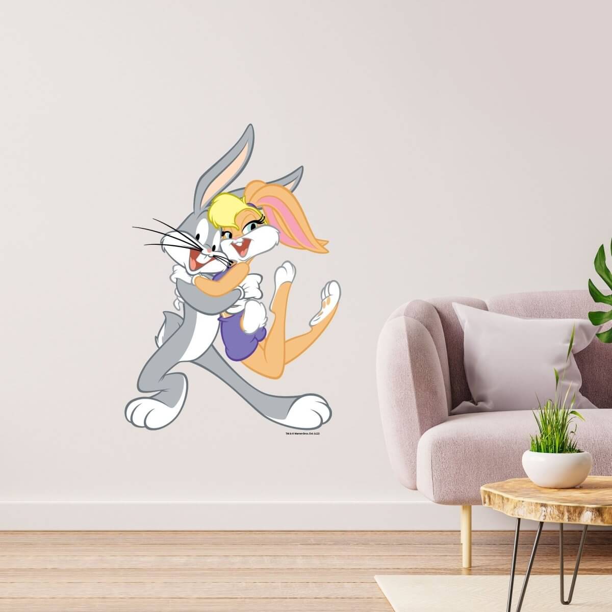 Kismet Decals Looney Tunes Bugs & Lola Licensed Wall Sticker - Easy DIY Home & Kids Room Decor Wall Decal Art - Kismet Decals