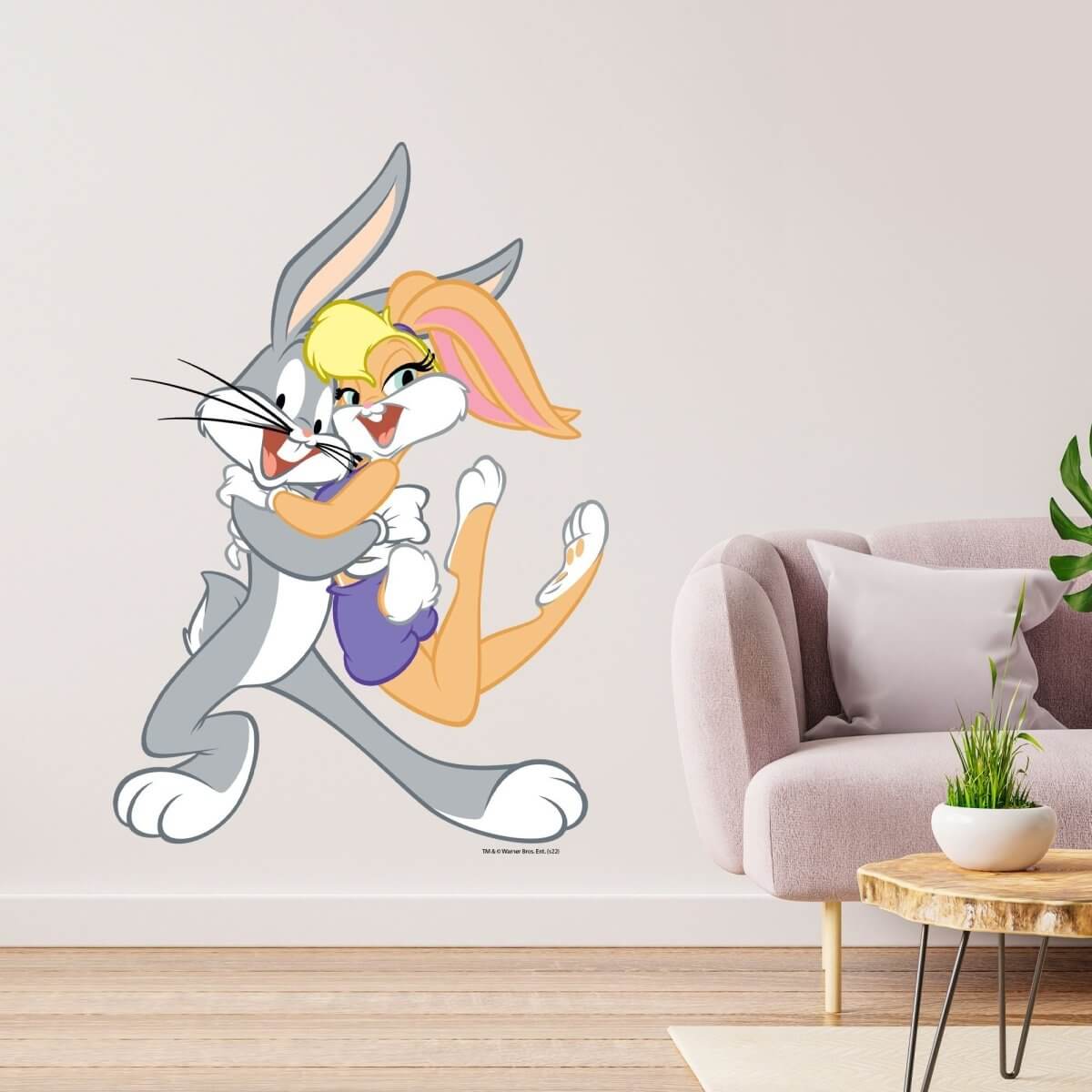 Kismet Decals Looney Tunes Bugs & Lola Licensed Wall Sticker - Easy DIY Home & Kids Room Decor Wall Decal Art - Kismet Decals