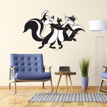 Kismet Decals Looney Tunes Pepe Le Pew & Penelope Licensed Wall Sticker - Easy DIY Home & Kids Room Decor Wall Decal Art - Kismet Decals