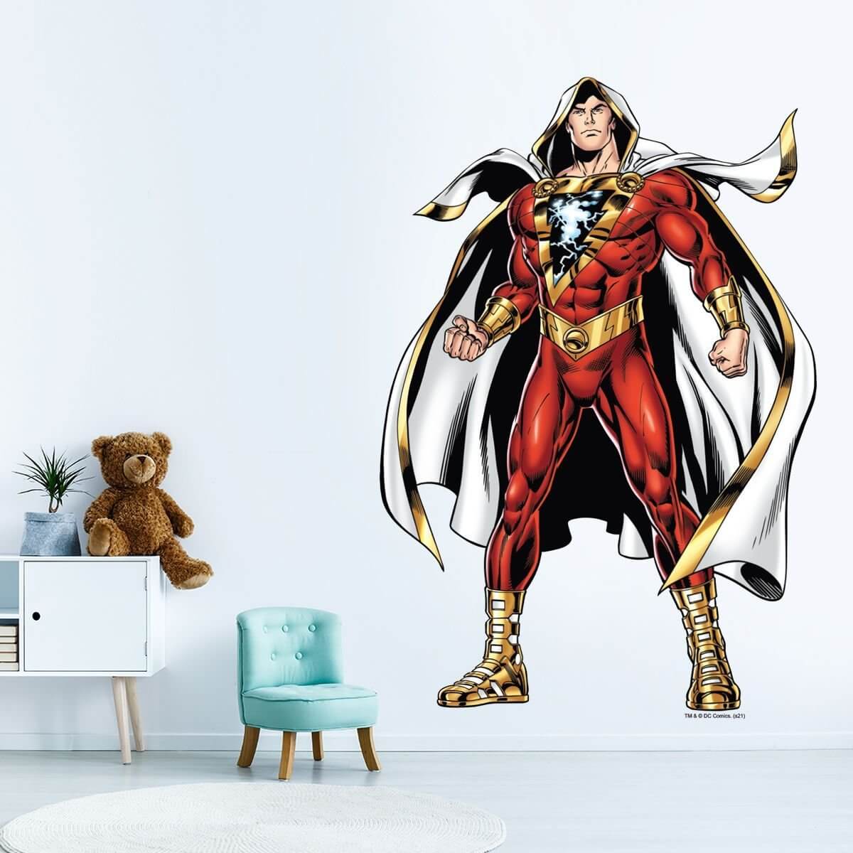 Kismet Decals Shazam! Captain Thunder Licensed Wall Sticker - Easy DIY Justice League Home & Room Decor Wall Art - Kismet Decals