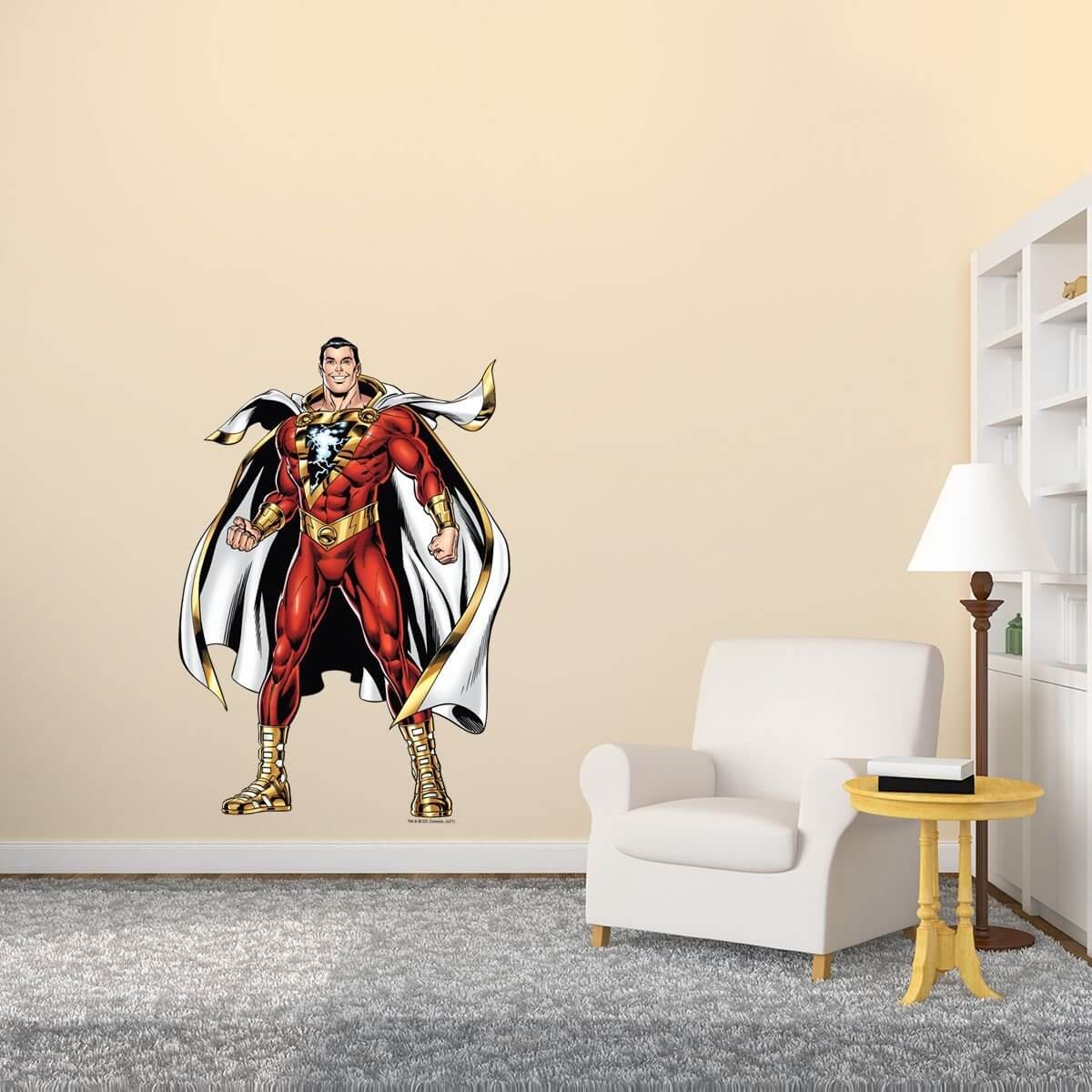 Kismet Decals Shazam! Earth's Hero Licensed Wall Sticker - Easy DIY Justice League Home & Room Decor Wall Art - Kismet Decals