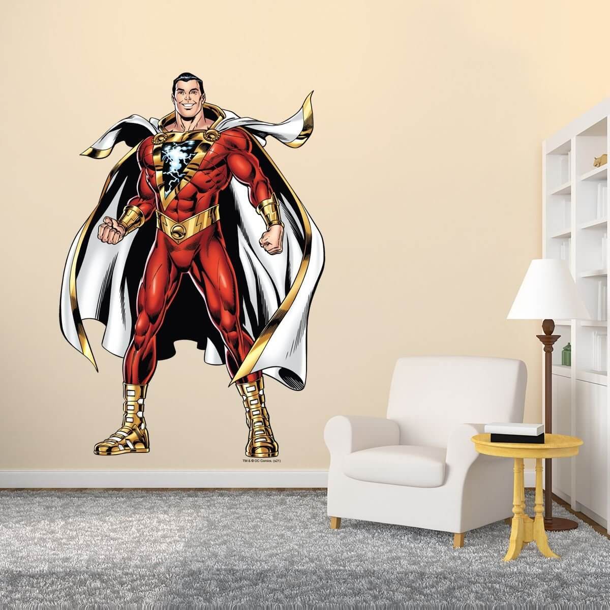 Kismet Decals Shazam! Earth's Hero Licensed Wall Sticker - Easy DIY Justice League Home & Room Decor Wall Art - Kismet Decals
