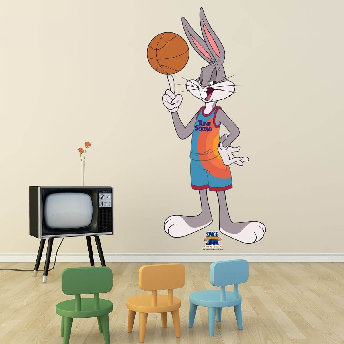 Kismet Decals Space Jam: A New Legacy Bugs Bunny Skills Licensed Wall Sticker - Easy DIY Looney Tunes Home & Room Decor - Kismet Decals