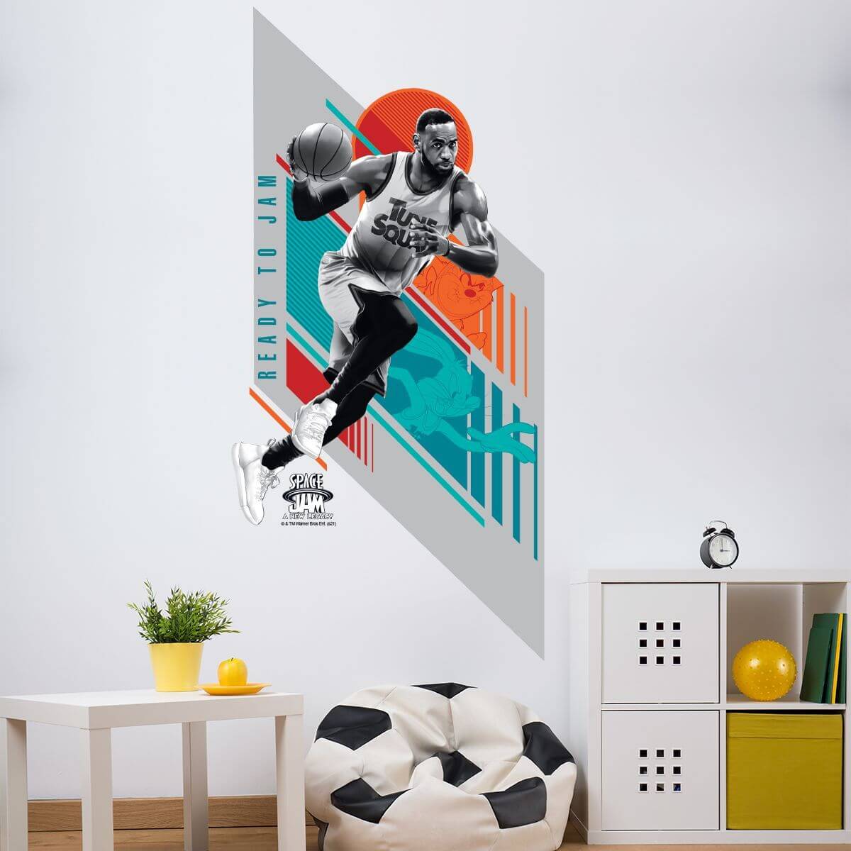 Kismet Decals Space Jam: A New Legacy LeBron James Ready Licensed Wall Sticker - Easy DIY Looney Tunes Home & Room Decor - Kismet Decals
