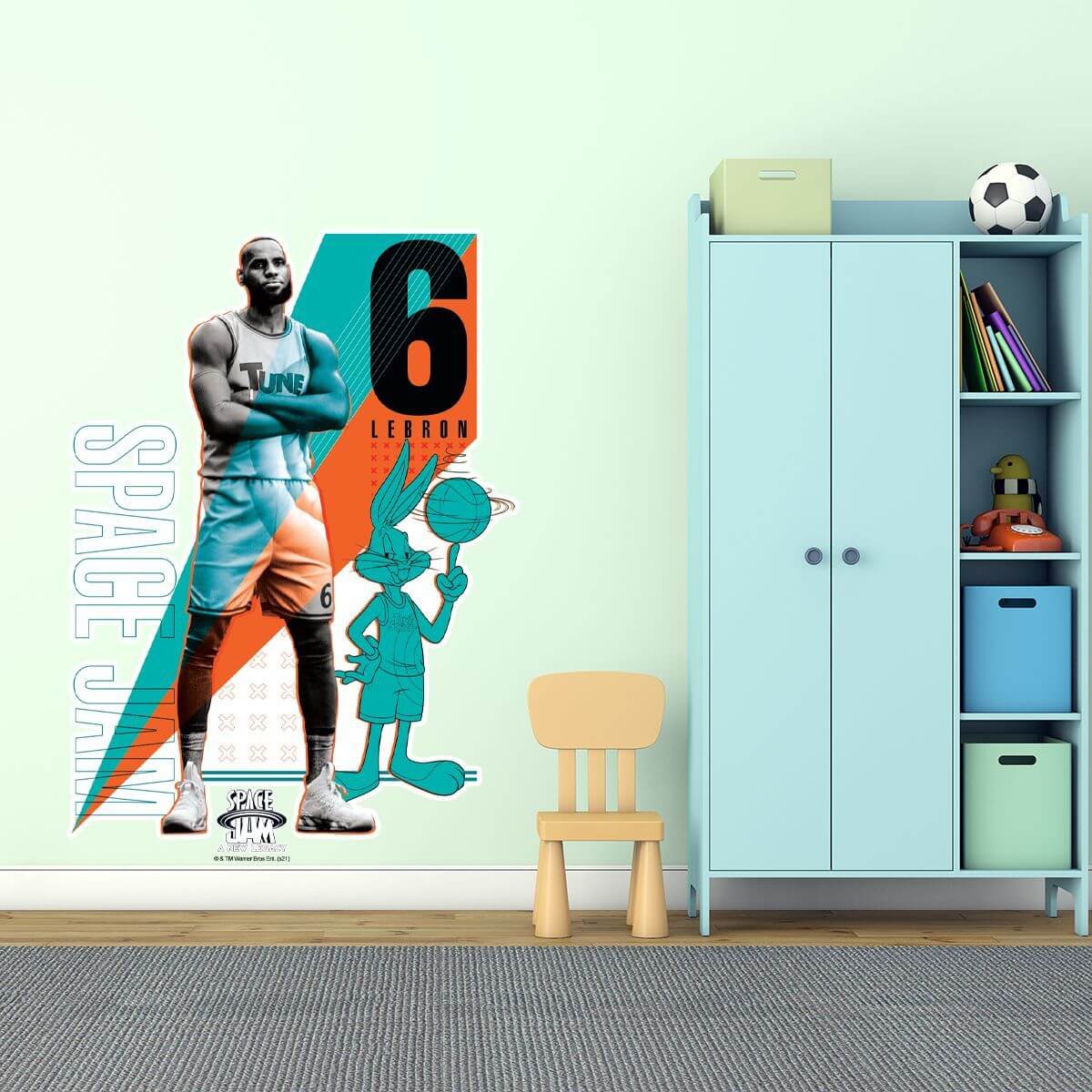 Kismet Decals Space Jam: A New Legacy LeBron King James Licensed Wall Sticker - Easy DIY Looney Tunes Home & Room Decor - Kismet Decals