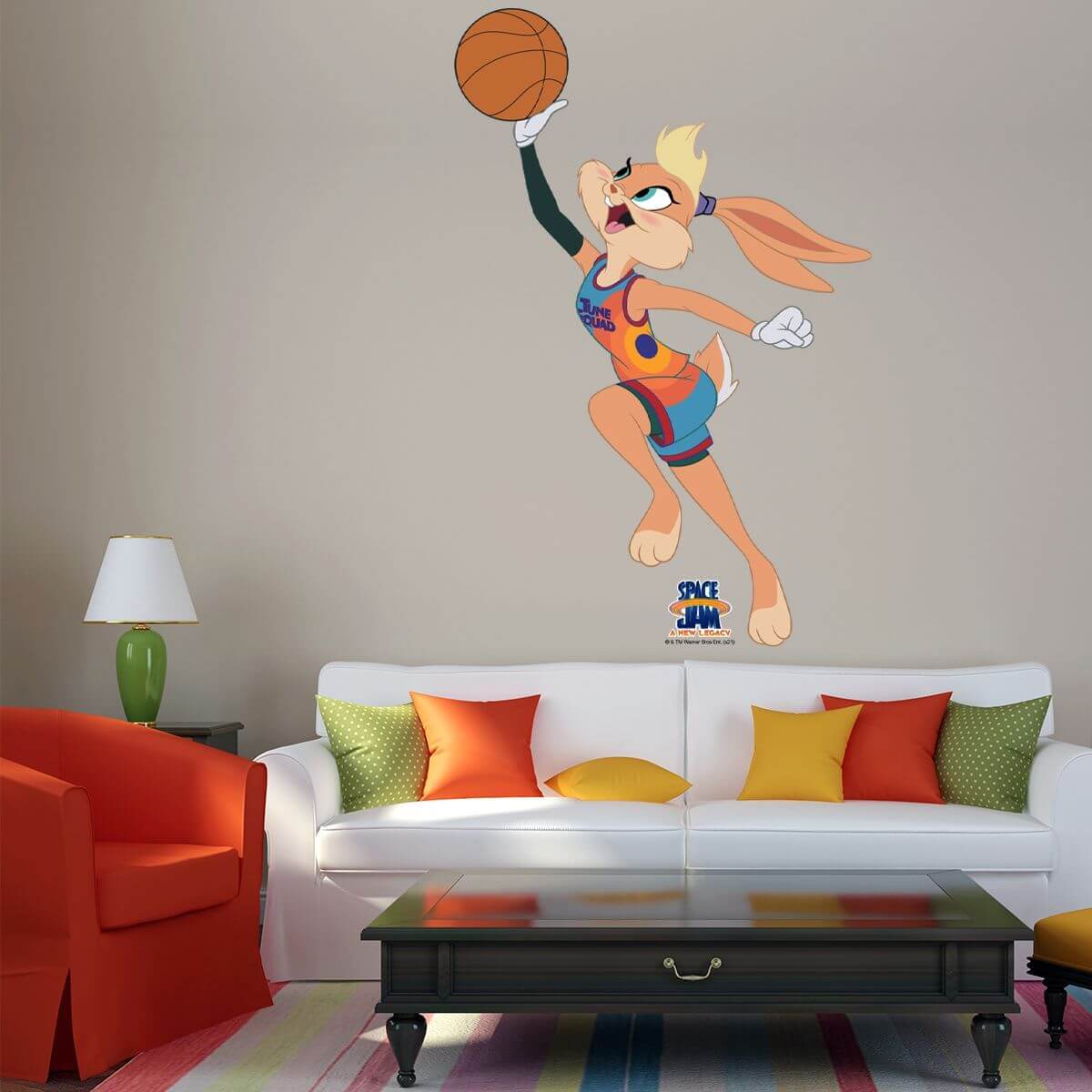 Kismet Decals Space Jam: A New Legacy Lola Bunny Lay-up Licensed Wall Sticker - Easy DIY Looney Tunes Home & Room Decor - Kismet Decals