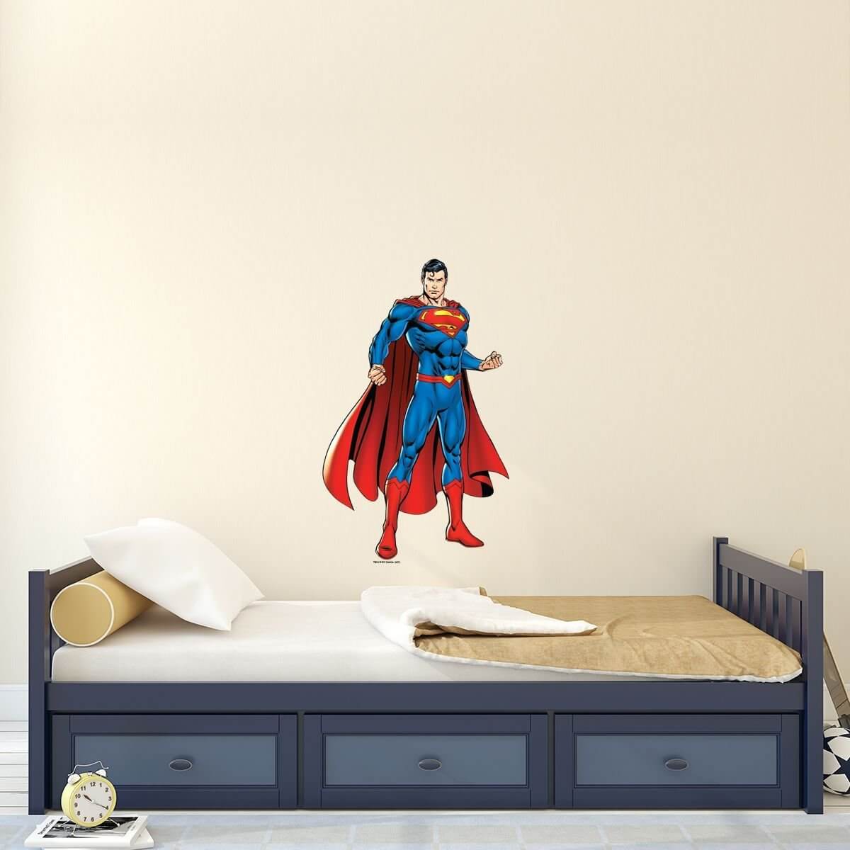 Kismet Decals Superman the Protector Licensed Wall Sticker - Easy DIY Justice League Home & Room Decor Wall Art - Kismet Decals