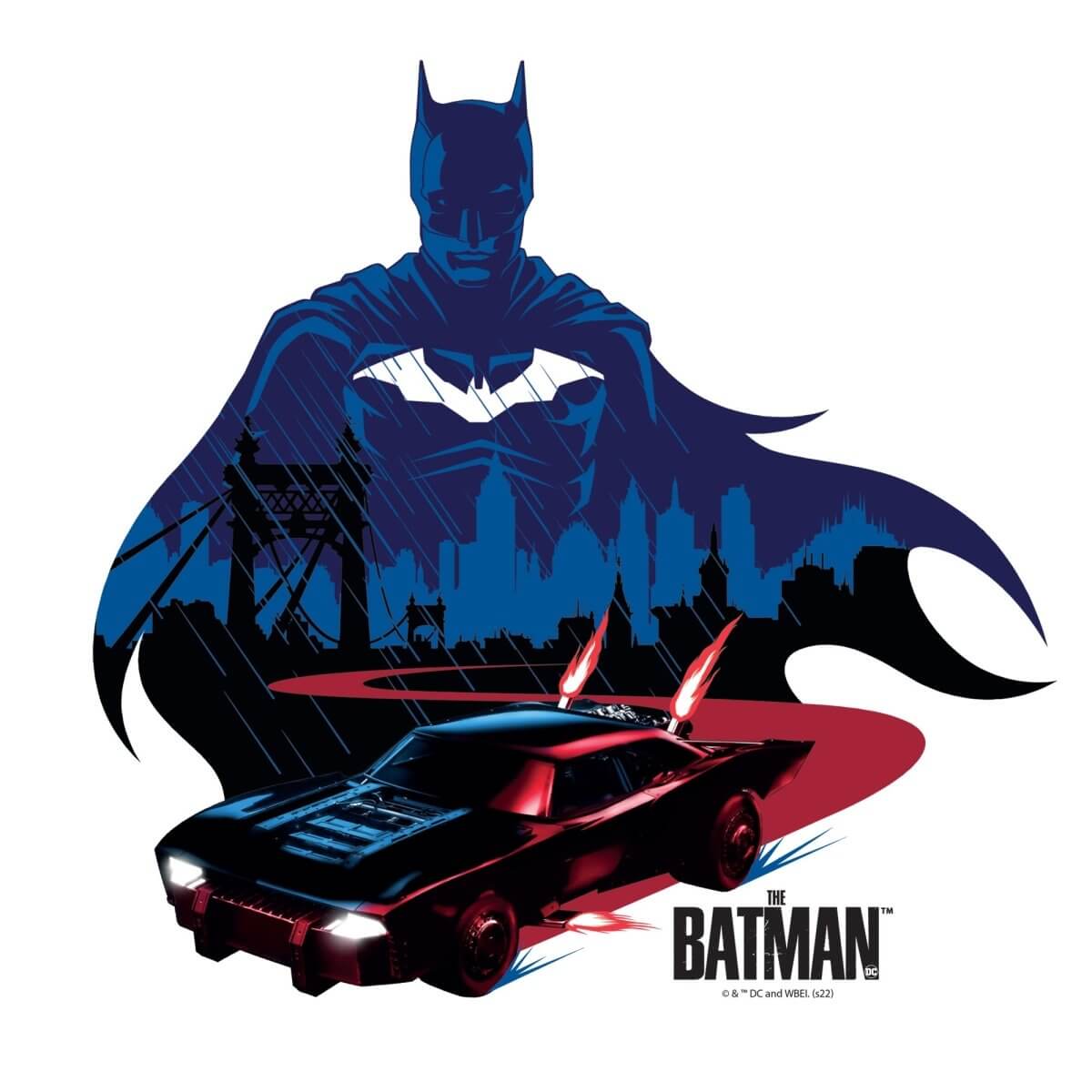 The Batman 2022 & Batmobile Neon Art Licensed Wall Decal