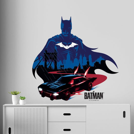 Kismet Decals The Batman 2022 & Batmobile Neon Art Licensed Wall Sticker - Easy DIY Home & Kids Room Decor Wall Decal Art - Kismet Decals