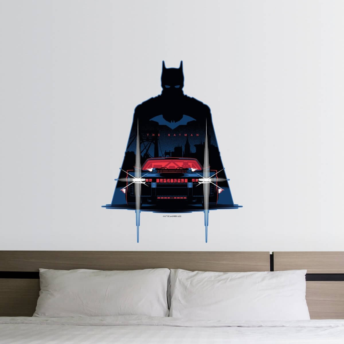 Kismet Decals The Batman 2022 & Batmobile Retro Art Licensed Wall Sticker - Easy DIY Home & Kids Room Decor Wall Decal Art - Kismet Decals