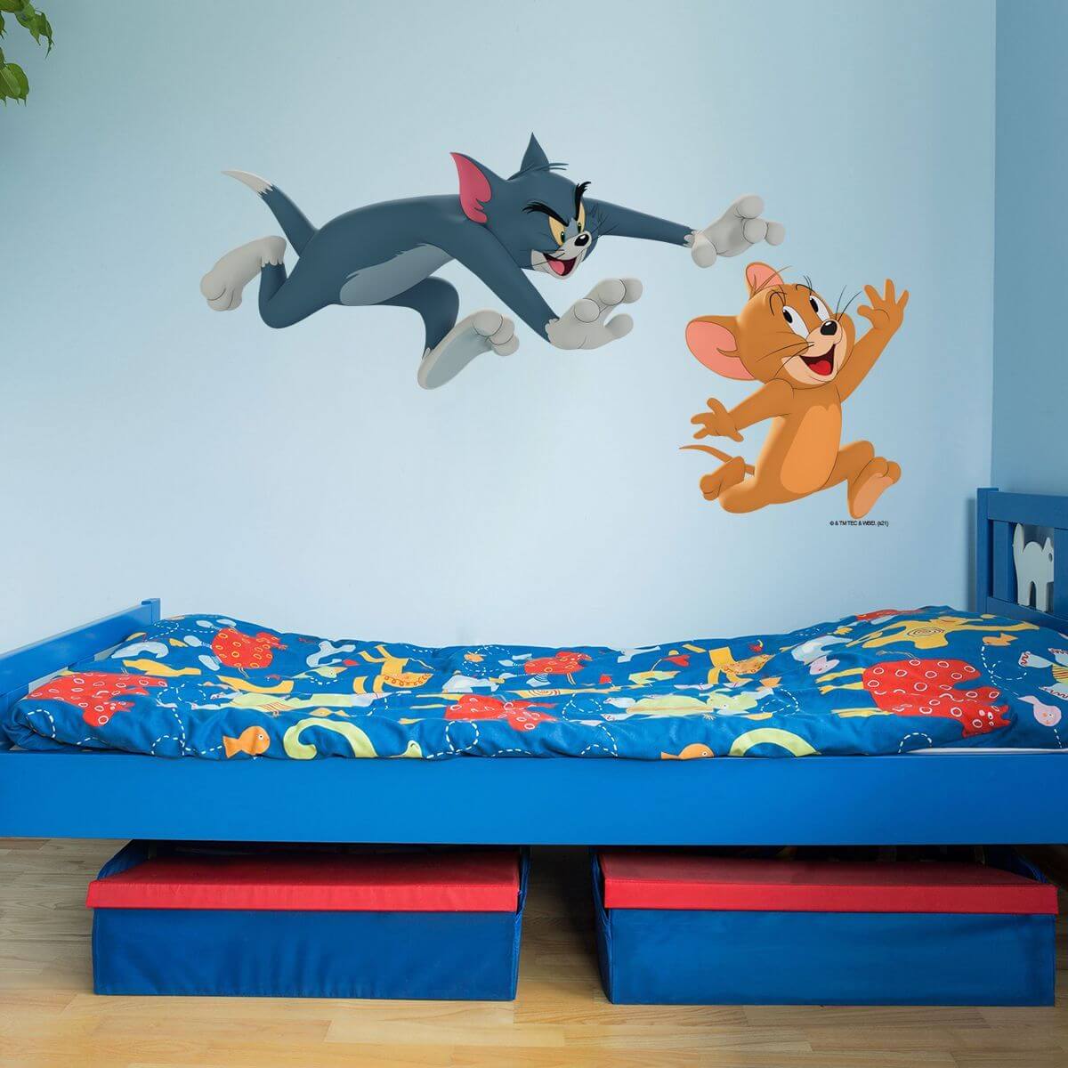 Kismet Decals Tom & Jerry: Friendly Chase Down Licensed Wall Sticker - Easy DIY Home & Room Decor Cartoon Wall Art - Kismet Decals