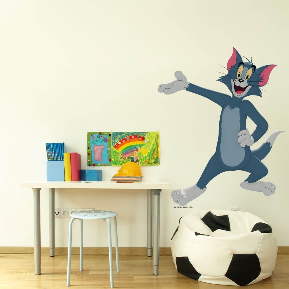 Kismet Decals Tom & Jerry: Happy Tom Welcomes You Licensed Wall Sticker - Easy DIY Home & Room Decor Cartoon Wall Art - Kismet Decals
