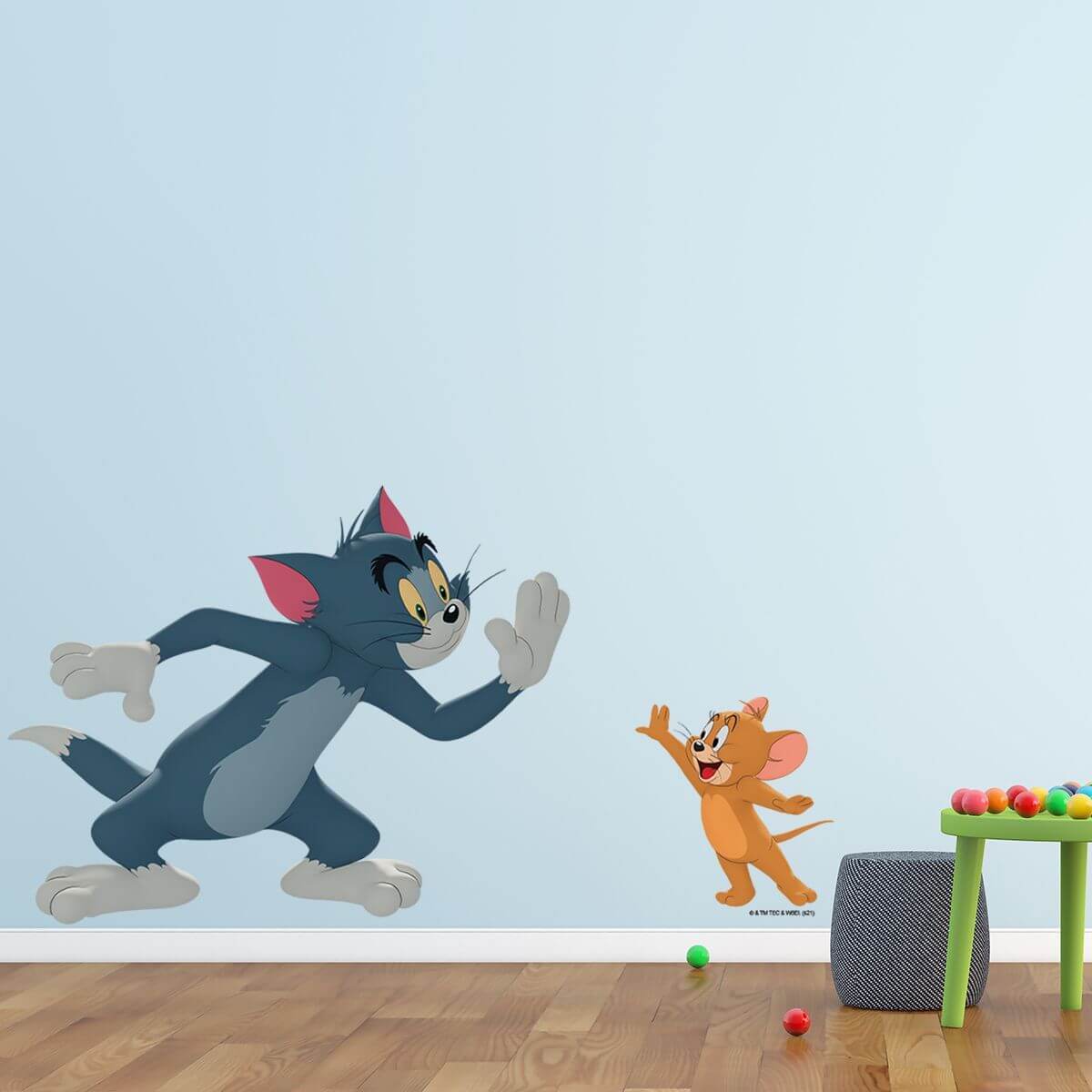 Kismet Decals Tom & Jerry: High Five! Licensed Wall Sticker - Easy DIY Home & Room Decor Cartoon Wall Art - Kismet Decals