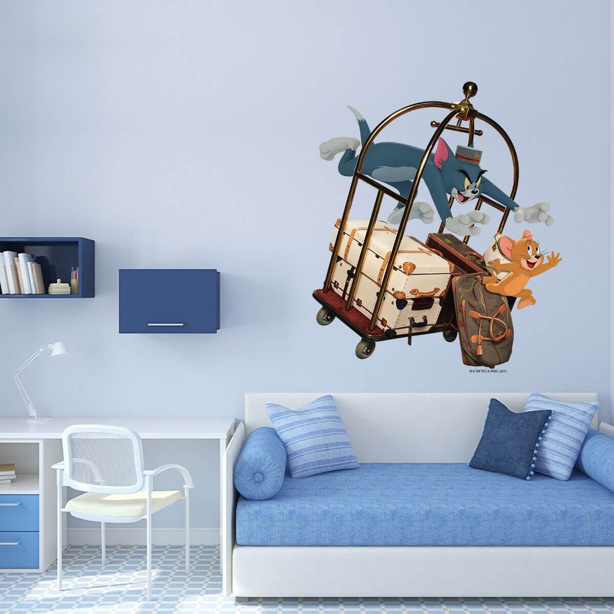 Kismet Decals Tom & Jerry: Hotel Chase Down Licensed Wall Sticker - Easy DIY Home & Room Decor Cartoon Wall Art - Kismet Decals