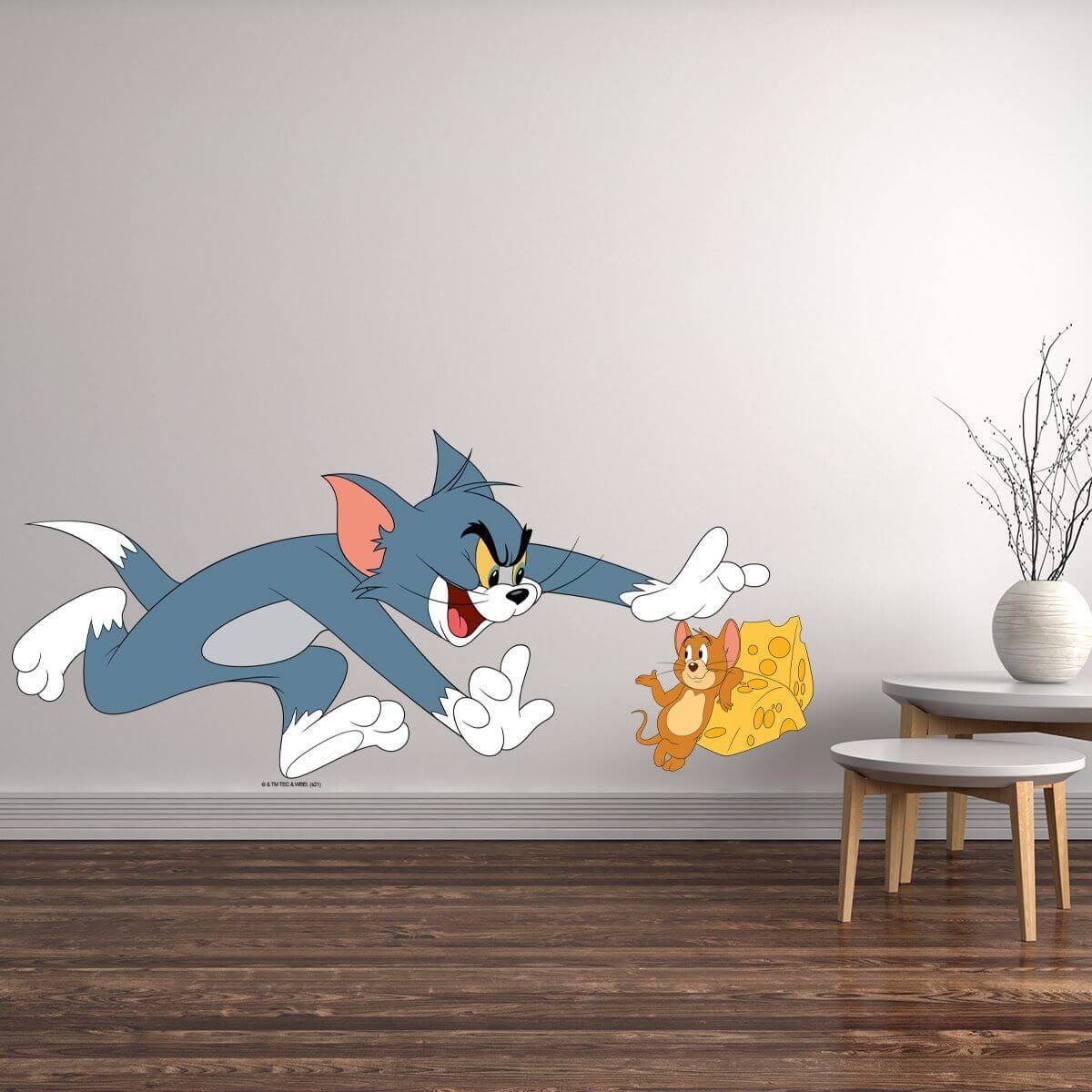 Kismet Decals Tom & Jerry: Racy Tom & Calm Jerry Licensed Wall Sticker - Easy DIY Home & Room Decor Cartoon Wall Art - Kismet Decals