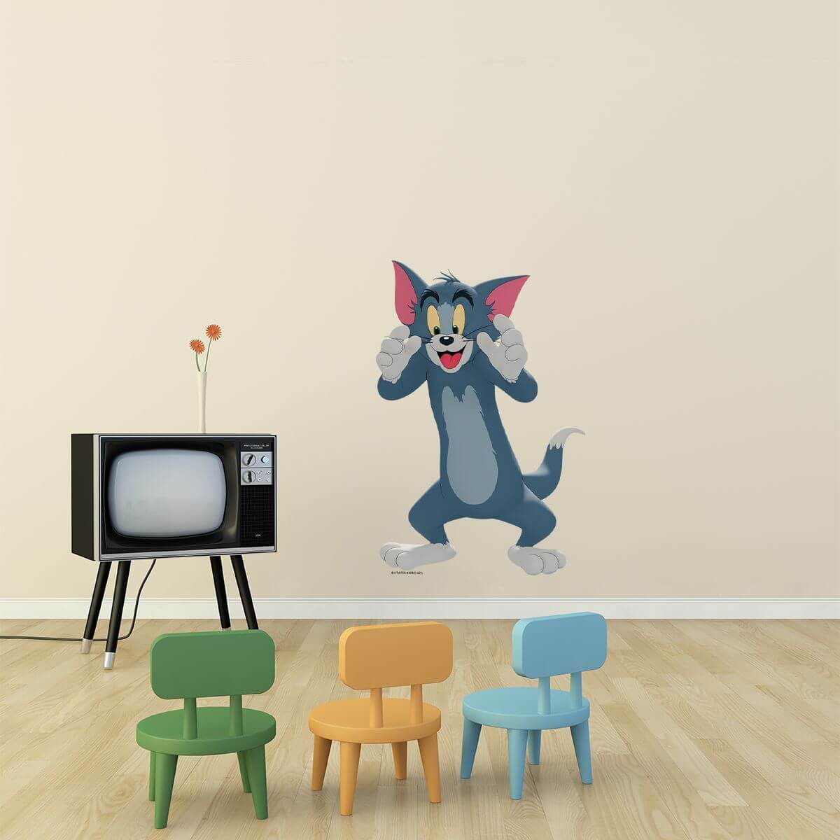 Kismet Decals Tom & Jerry: Sneaky Tom Licensed Wall Sticker - Easy DIY Home & Room Decor Cartoon Wall Art - Kismet Decals