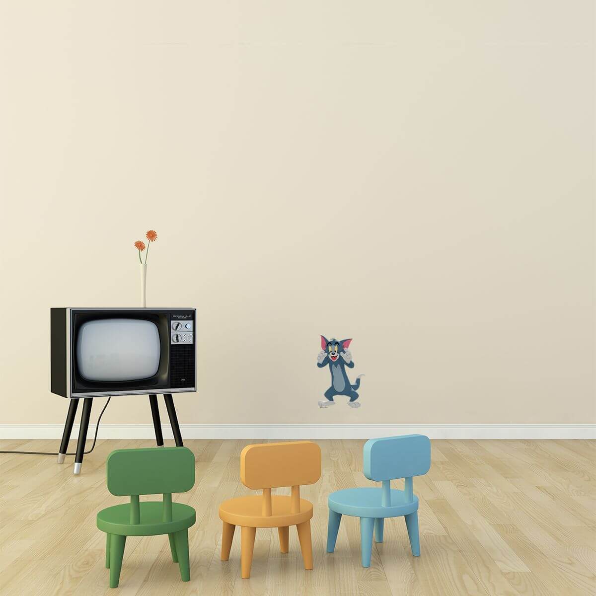 Kismet Decals Tom & Jerry: Sneaky Tom Licensed Wall Sticker - Easy DIY Home & Room Decor Cartoon Wall Art - Kismet Decals