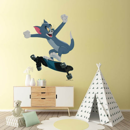 Kismet Decals Tom & Jerry: Tom on His Skateboard Licensed Wall Sticker - Easy DIY Home & Room Decor Cartoon Wall Art - Kismet Decals