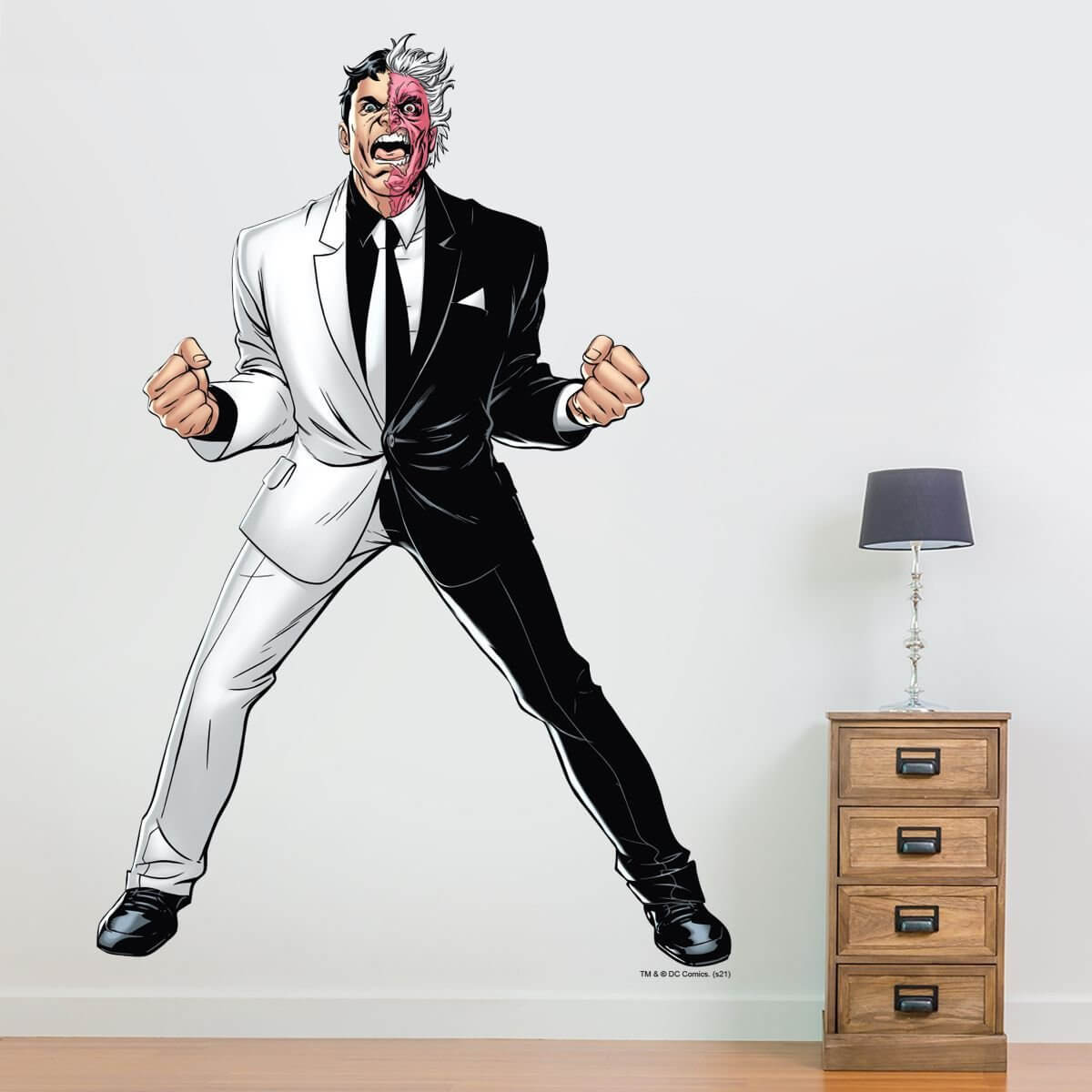Kismet Decals Two-Face Crime Boss Licensed Wall Sticker - Easy DIY Justice League Home & Room Decor Wall Art - Kismet Decals