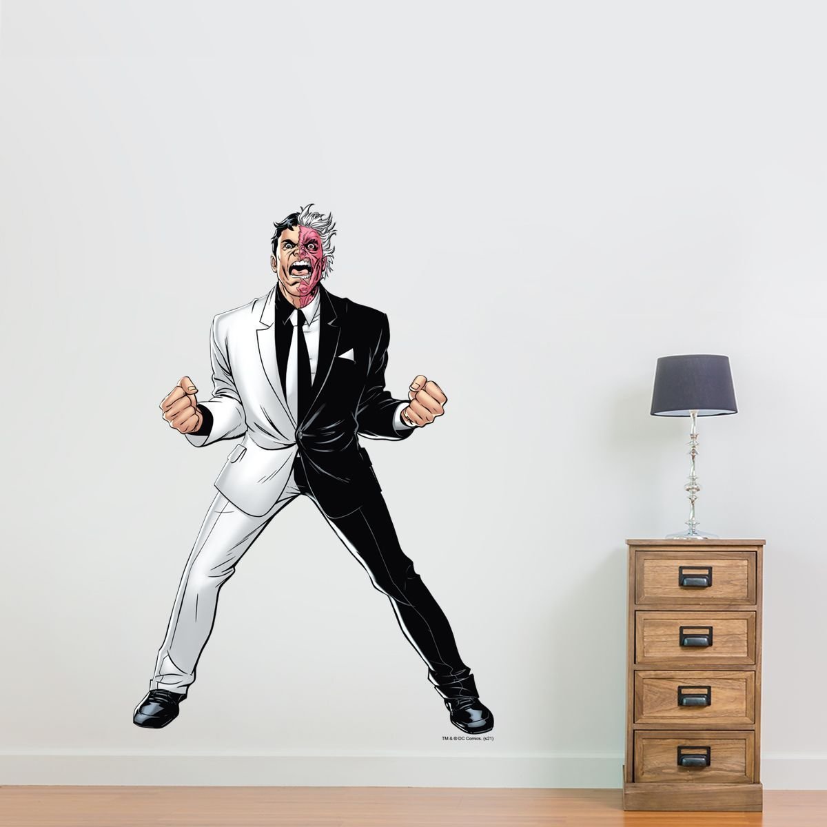 Kismet Decals Two-Face Crime Boss Licensed Wall Sticker - Easy DIY Justice League Home & Room Decor Wall Art - Kismet Decals