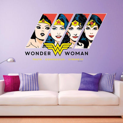 Kismet Decals Wonder Woman 80 Years Quad Portrait Officially Licensed Wall Sticker - Easy DIY DC Comics Home, Kids or Adult Bedroom, Office, Living Room Decor Wall Art - Kismet Decals