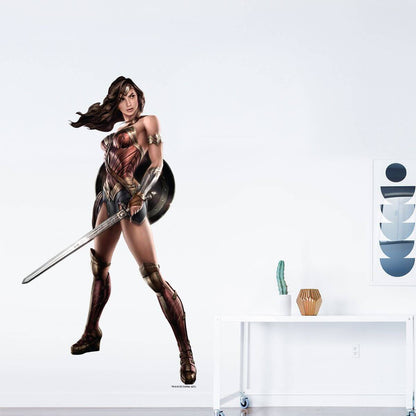 Kismet Decals Wonder Woman Battle Stance Licensed Wall Sticker - Easy DIY Justice League Home & Room Decor Wall Art - Kismet Decals