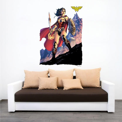 Kismet Decals Wonder Woman Comic Art by Jim Lee Officially Licensed Wall Sticker - Easy DIY DC Comics Home, Kids or Adult Bedroom, Office, Living Room Decor Wall Art - Kismet Decals