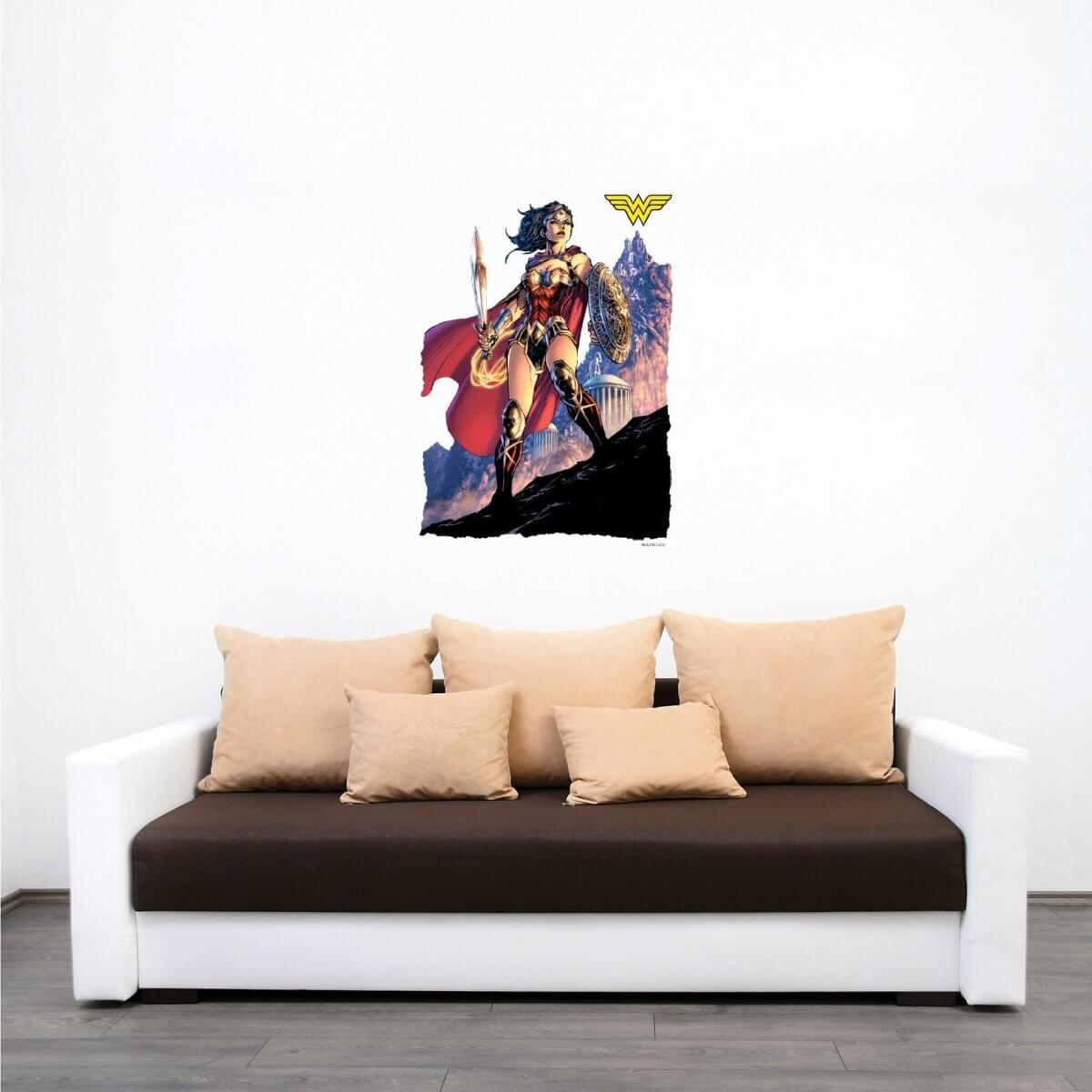 Kismet Decals Wonder Woman Comic Art by Jim Lee Officially Licensed Wall Sticker - Easy DIY DC Comics Home, Kids or Adult Bedroom, Office, Living Room Decor Wall Art - Kismet Decals