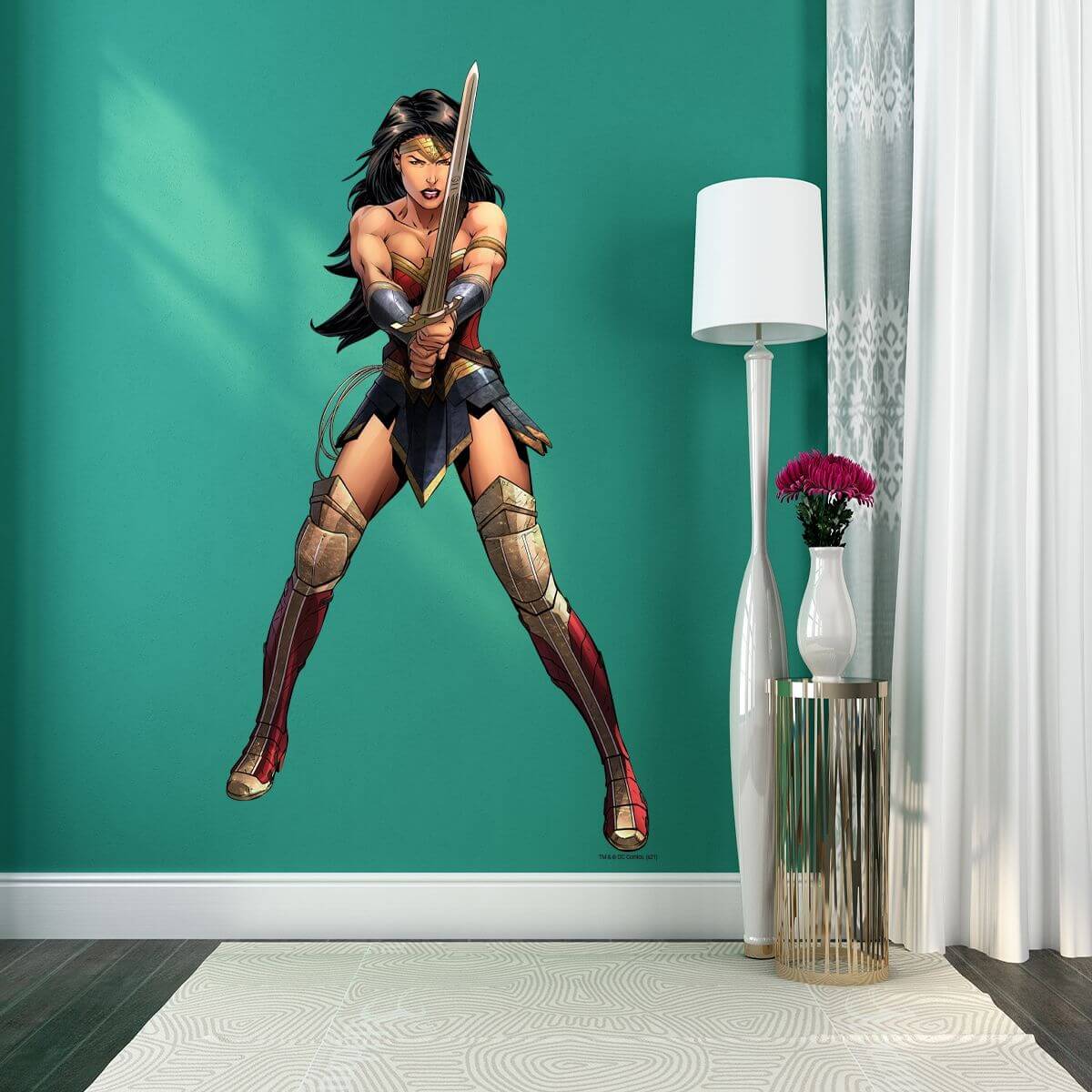 Kismet Decals Wonder Woman Fearless Licensed Wall Sticker - Easy DIY Justice League Home & Room Decor Wall Art - Kismet Decals