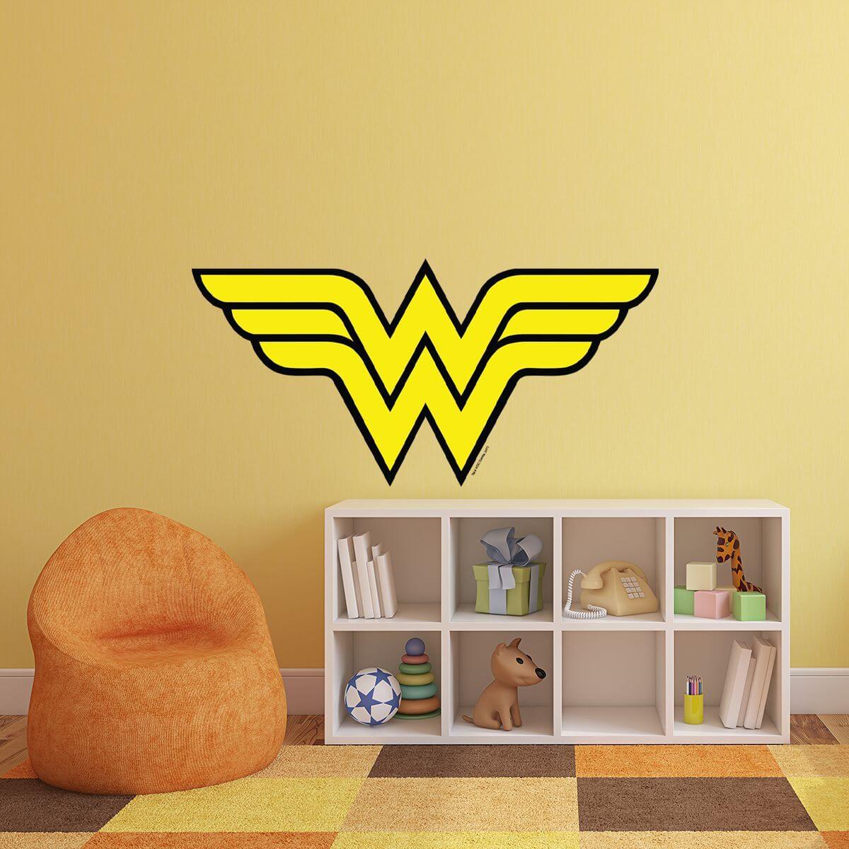 Kismet Decals Wonder Woman Logo Licensed Wall Sticker - Easy DIY Justice League Home & Room Decor Wall Art - Kismet Decals