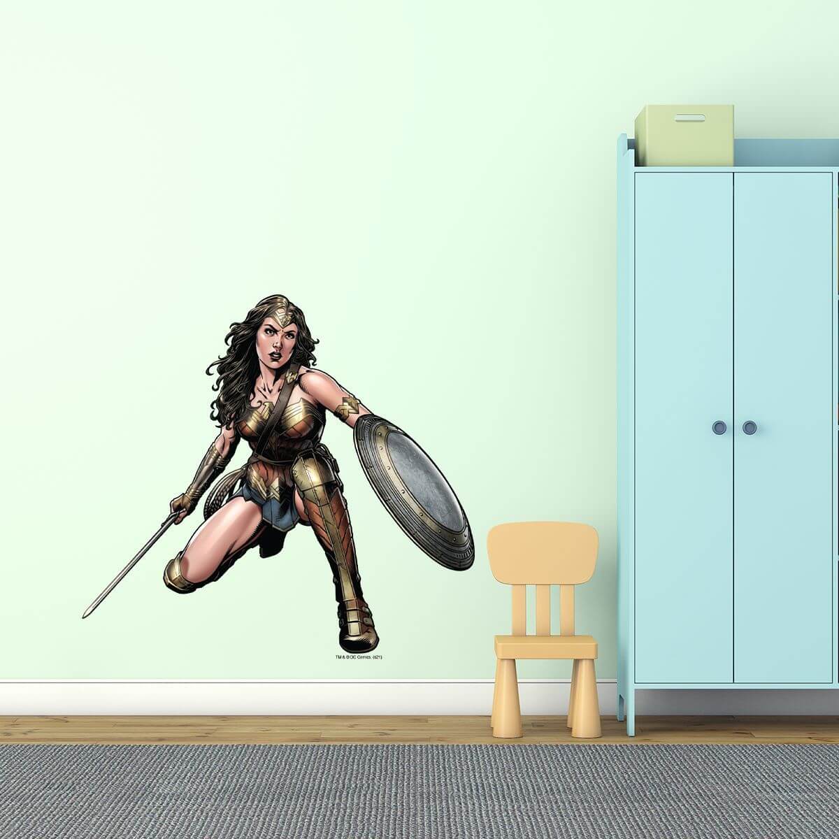 Kismet Decals Wonder Woman Mid Battle Licensed Wall Sticker - Easy DIY Justice League Home & Room Decor Wall Art - Kismet Decals