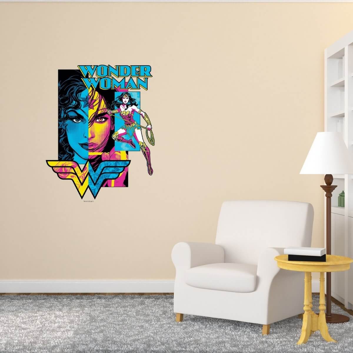 Kismet Decals Wonder Woman Portrait + Battle ready Officially Licensed Wall Sticker - Easy DIY DC Comics Home, Kids or Adult Bedroom, Office, Living Room Decor Wall Art - Kismet Decals