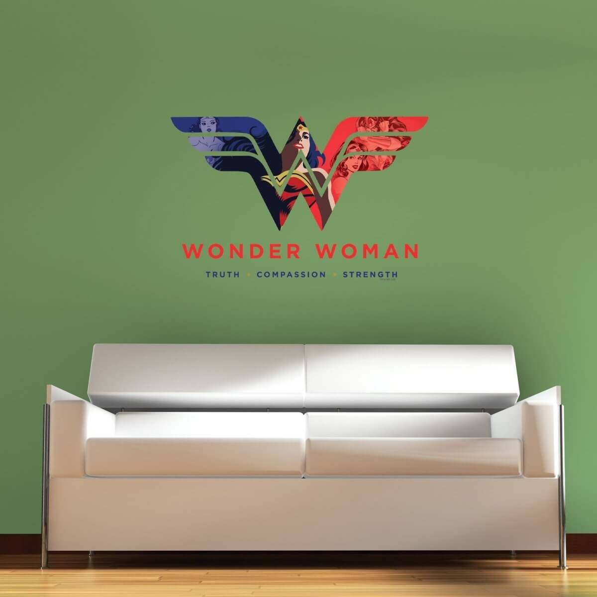 Kismet Decals Wonder Woman Truth Compassion Strength Officially Licensed Wall Sticker - Easy DIY DC Comics Home, Kids or Adult Bedroom, Office, Living Room Decor Wall Art - Kismet Decals