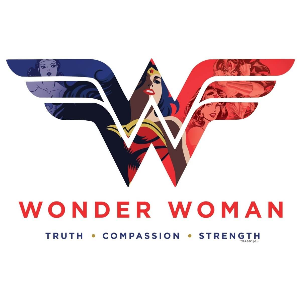 Kismet Decals Wonder Woman Truth Compassion Strength Officially Licensed Wall Sticker - Easy DIY DC Comics Home, Kids or Adult Bedroom, Office, Living Room Decor Wall Art - Kismet Decals