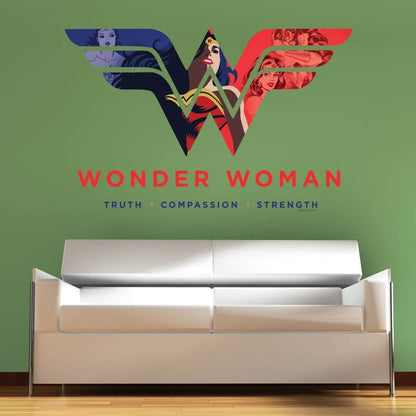Kismet Decals Wonder Woman Truth Compassion Strength Officially Licensed Wall Sticker - Easy DIY DC Comics Home, Kids or Adult Bedroom, Office, Living Room Decor Wall Art - Kismet Decals
