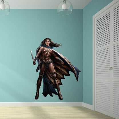 Kismet Decals Wonder Woman Valiant Licensed Wall Sticker - Easy DIY Justice League Home & Room Decor Wall Art - Kismet Decals