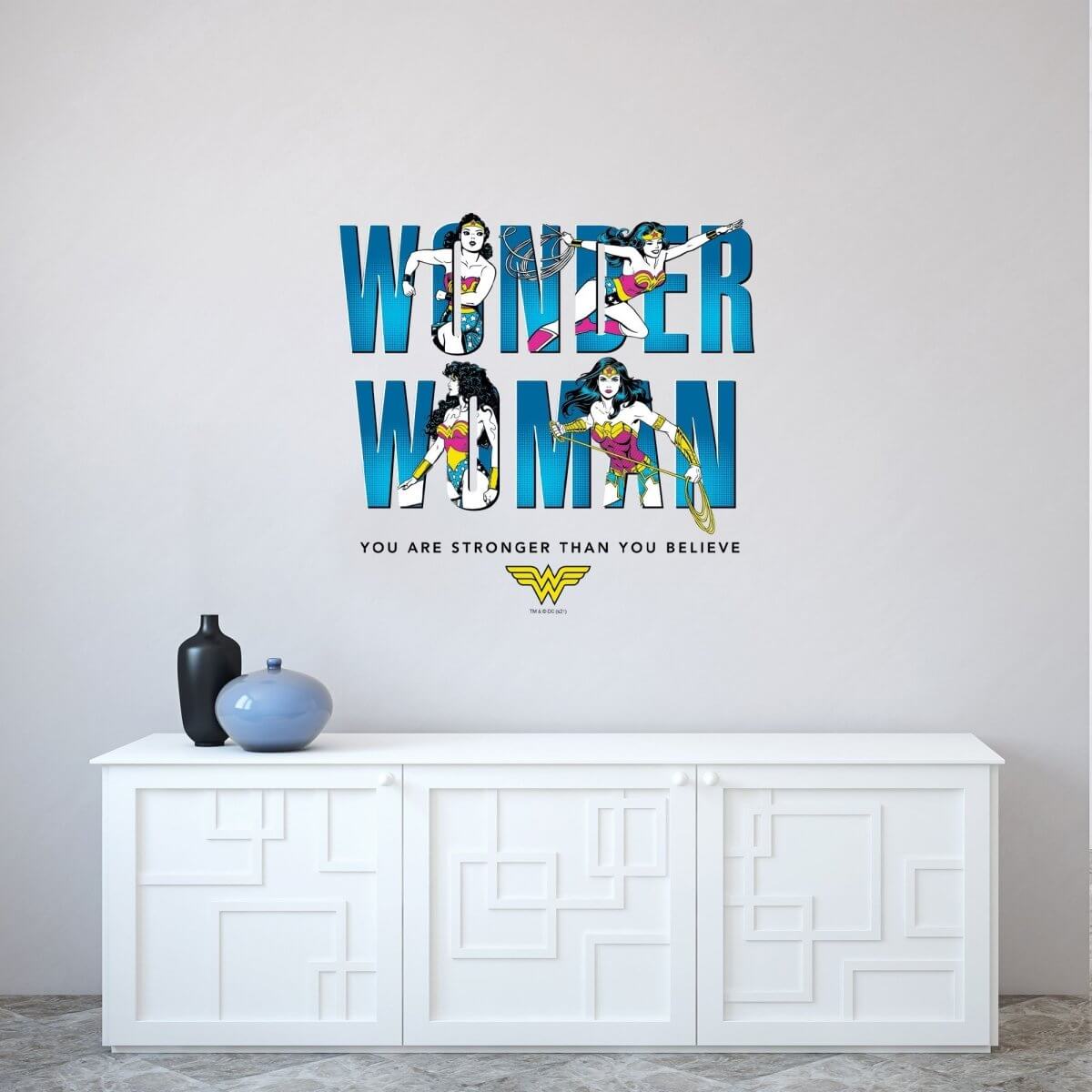 Kismet Decals Wonder Woman You Are Stronger Officially Licensed Wall Sticker - Easy DIY DC Comics Home, Kids or Adult Bedroom, Office, Living Room Decor Wall Art - Kismet Decals