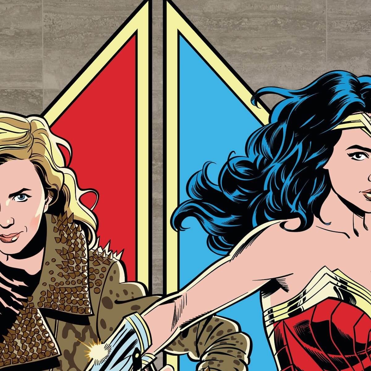 Kismet Decals WW84 Barbara vs Diana Licensed Wall Sticker - Easy DIY Wonder Woman 1984 Home & Room Decor Comic Art - Kismet Decals