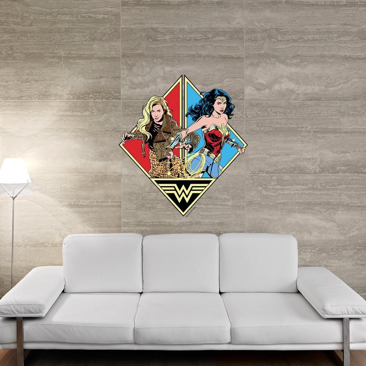 Kismet Decals WW84 Barbara vs Diana Licensed Wall Sticker - Easy DIY Wonder Woman 1984 Home & Room Decor Comic Art - Kismet Decals