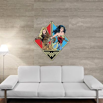 Kismet Decals WW84 Barbara vs Diana Licensed Wall Sticker - Easy DIY Wonder Woman 1984 Home & Room Decor Comic Art - Kismet Decals